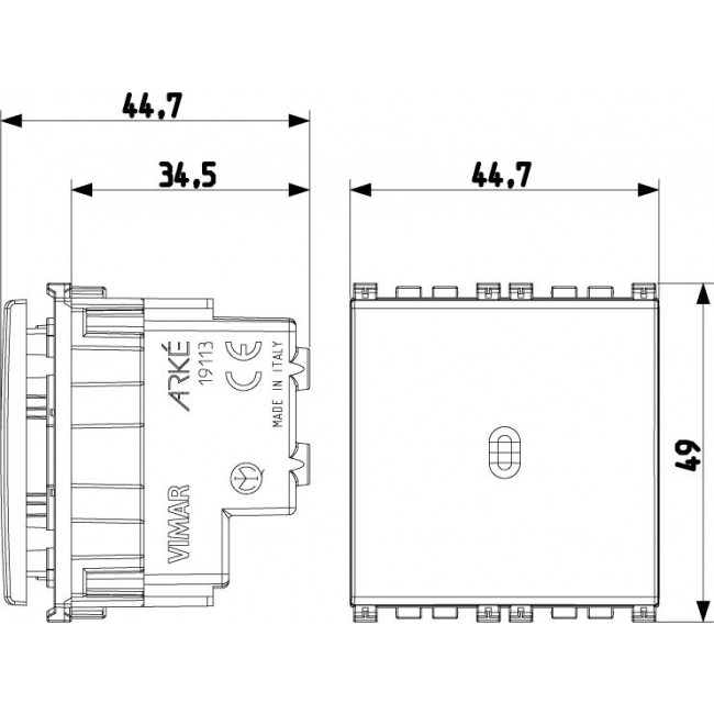 Διακόπτης Ενδιάμεσος A/R Αξονικός 2 Στοιχείων Metal Arke 19113.2.M VIMAR