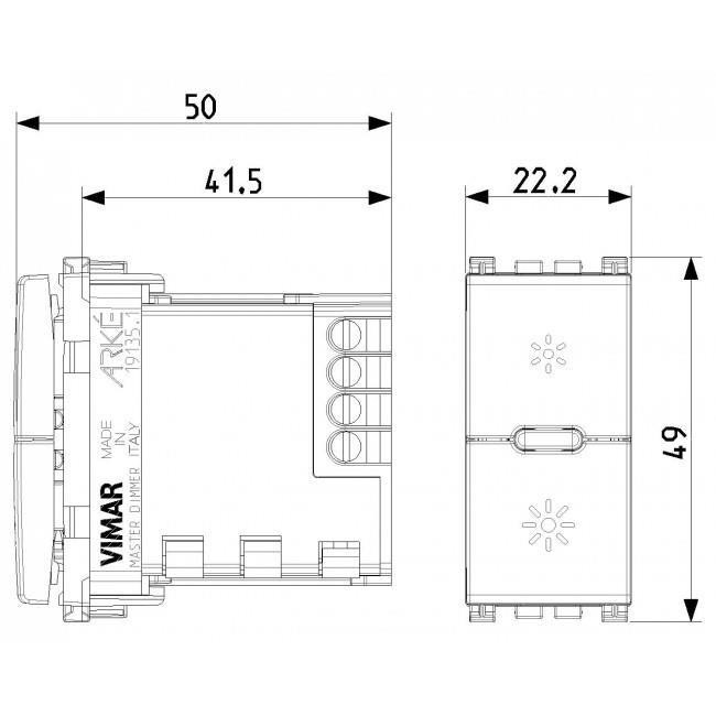 Dimmer Πλήκτρου Universal 1 Στοιχείου Metal Arke 19135.1.M VIMAR