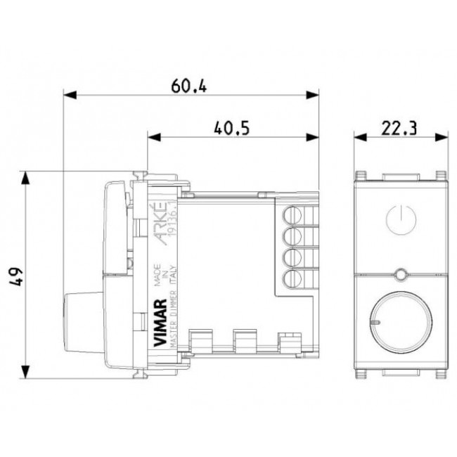 Dimmer Περιστροφικό Universal 1 Στοιχείου Metal Arke 19136.1.M VIMAR