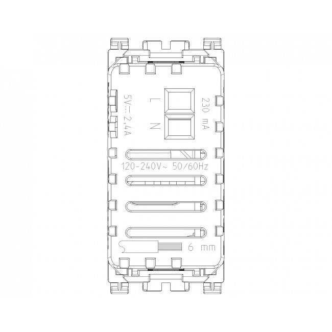 Πρίζα Φόρτισης USB Διπλή TypeA+C 1 Στοιχείου Λευκό Arke 19292.AC.B VIMAR