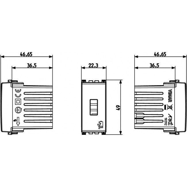 Πρίζα Φόρτισης USB TypeA 1 Στοιχείου Λευκό Arke 19292.B VIMAR
