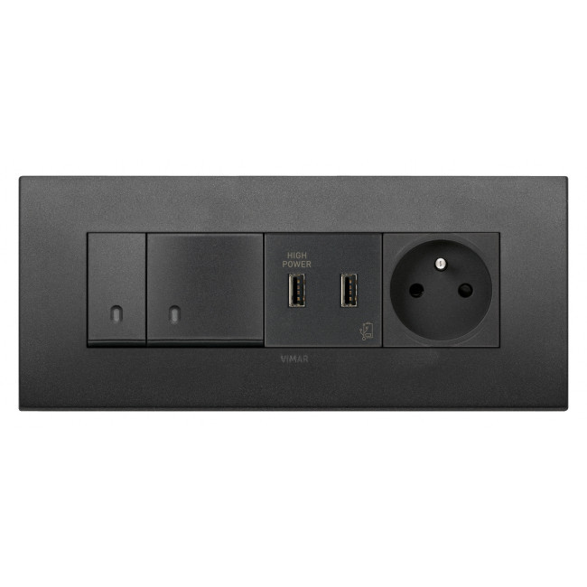 Πρίζα Φόρτισης USB Διπλή TypeA+A 2 Στοιχείων Γκρι Arke 19295 VIMAR