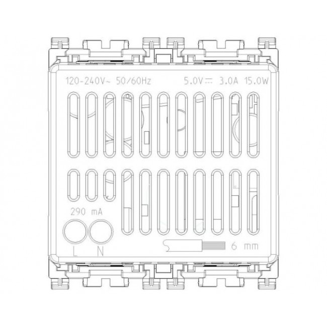 Πρίζα Φόρτισης USB Διπλή TypeA+C 2 Στοιχείων Λευκό Arke 19295.AC.B VIMAR