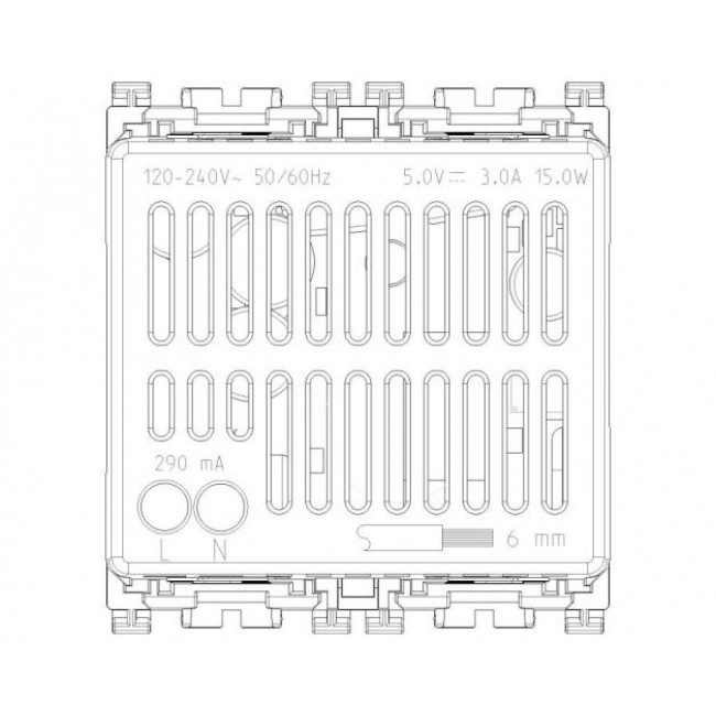 Πρίζα Φόρτισης USB Διπλή TypeA+C 2 Στοιχείων Λευκό Arke 19295.AC.B VIMAR