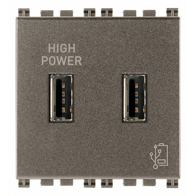 Πρίζα Φόρτισης USB Διπλή TypeA+A 2 Στοιχείων Metal Arke 19295.M VIMAR
