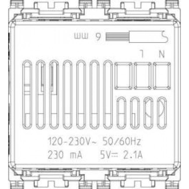 Πρίζα Φόρτισης USB Διπλή TypeA+A 2 Στοιχείων Metal Arke 19295.M VIMAR