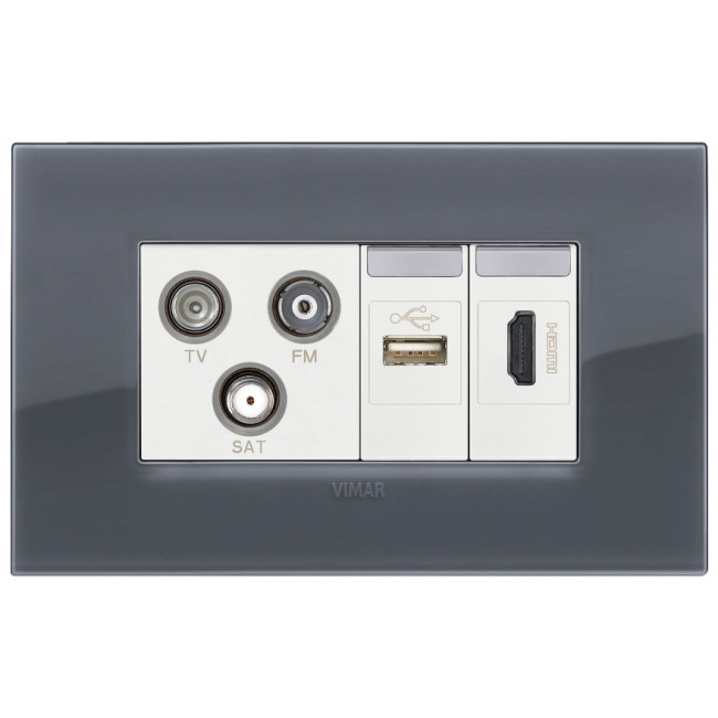 Πρίζα TV-RD-SAT Αστέρας 2 Στοιχείων Λευκό Arke 19303.B VIMAR