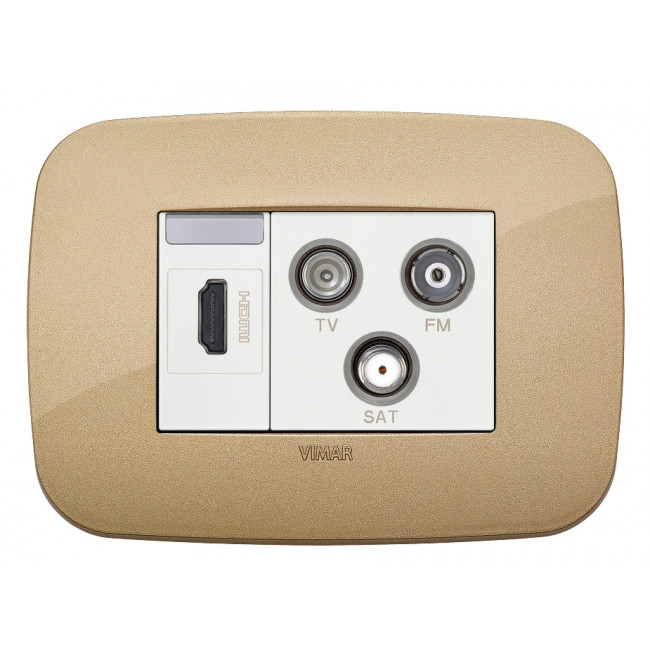 Πρίζα TV-RD-SAT Αστέρας 2 Στοιχείων Λευκό Arke 19303.B VIMAR