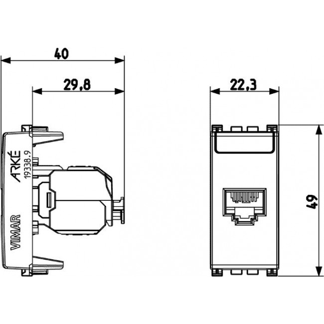 Πριζα Δικτύου RJ45 Cat.5e UTP 1 Στοιχείου Γκρί Arke 19339.11 VIMAR