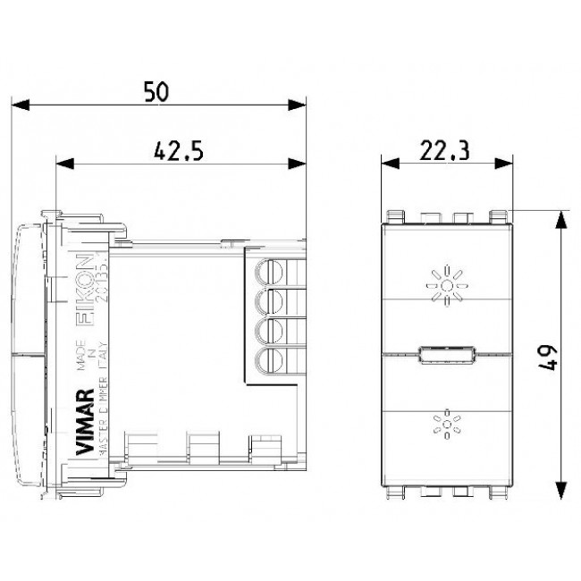 Dimmer Πλήκτρου Universal 1 Στοιχείου Γκρί Eikon 20135.1 VIMAR