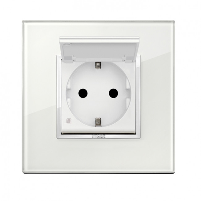 Πρίζα Σούκο Ασφαλείας Με Καπάκι Λευκό Eikon 20208.C.B VIMAR