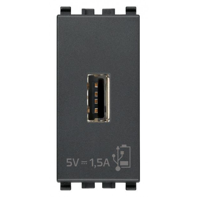 Πρίζα Φόρτισης USB TypeA 1 Στοιχείου Γκρί Eikon 20292 VIMAR