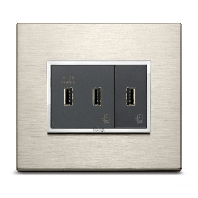 Πρίζα Φόρτισης USB TypeA 1 Στοιχείου Γκρί Eikon 20292 VIMAR