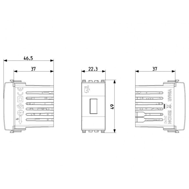 Πρίζα Φόρτισης USB TypeA 1 Στοιχείου Γκρί Eikon 20292 VIMAR