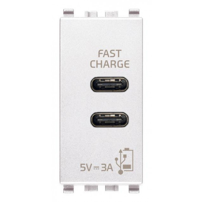 Πρίζα Φόρτισης USB Διπλή TypeC+C 1 Στοιχείου Λευκό Eikon 20292.CC.B VIMAR