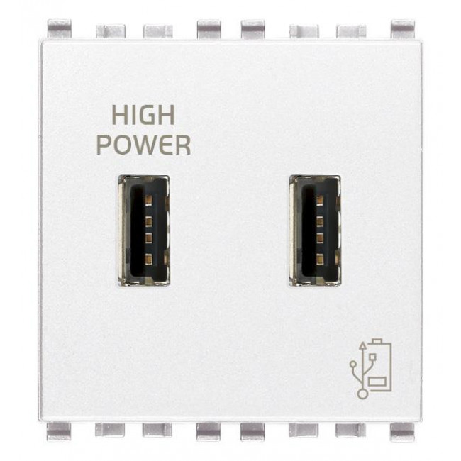 Πρίζα Φόρτισης USB Διπλή TypeA+A 2 Στοιχείων Λευκό Eikon 20295.B VIMAR