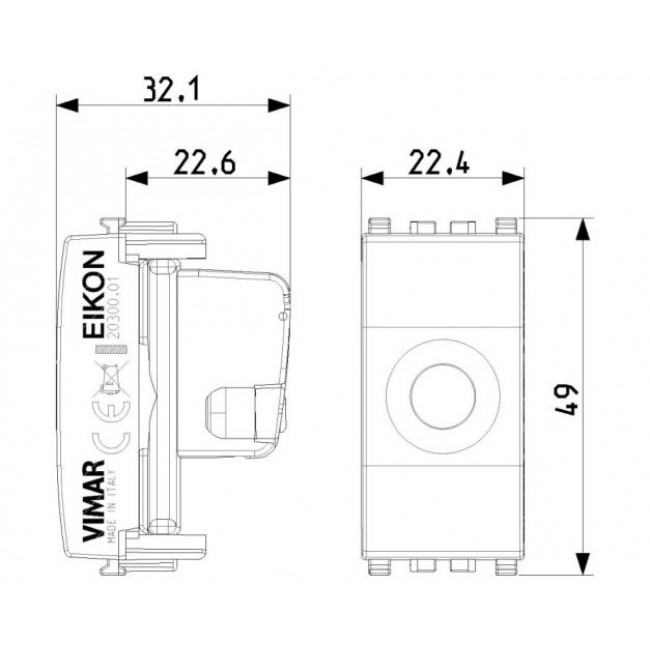 Πρίζα TV/RD/SAT Τερματική 1 Στοιχείου Next Eikon 20300.01.N VIMAR