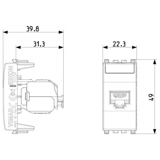 Πριζα Δικτύου RJ45 Cat.6A FTP 1 Στοιχείου Λευκό Eikon 20339.16.B VIMAR