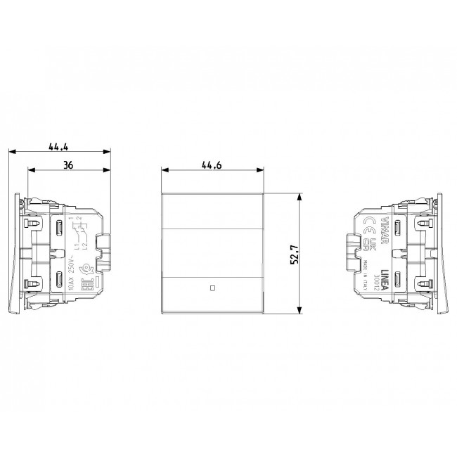 Διακόπτης Μεασίος Α/R 2 Στοιχείων Μαύρο Linea 30012.2G VIMAR