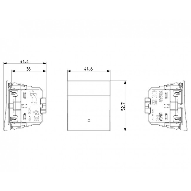 Διακόπτης Μεασίος Α/R 2 Στοιχείων Μαύρο Linea 30012.2G VIMAR