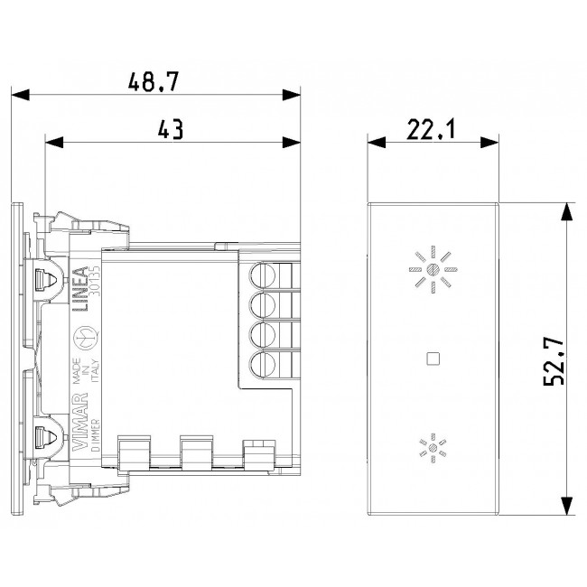 Dimmer Πλήκτρου Universal 1 Στοιχείου Λευκό Linea 30135.B VIMAR