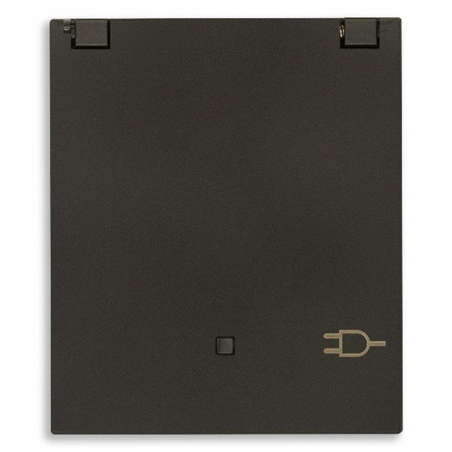 Πρίζα Σούκο Ασφαλείας 2 Στοιχείων Με Καπάκι Μαύρο Linea 30208.CG VIMAR