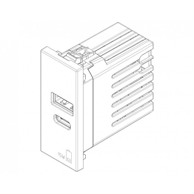 Πρίζα Φόρτισης USB Διπλή TypeA+C 1 Στοιχείου Μαύρο Linea 30292.AC15G VIMAR