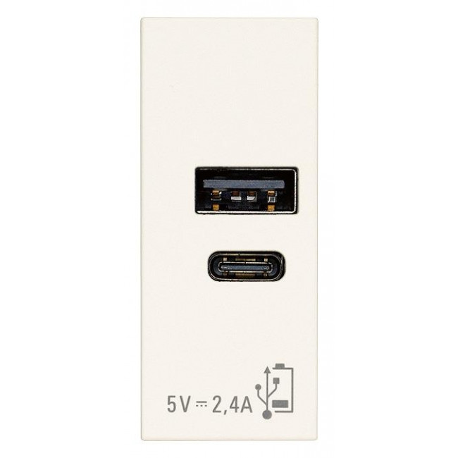 Πρίζα Φόρτισης USB Διπλή TypeA+C 1 Στοιχείου Λευκό Linea 30292.ACB VIMAR