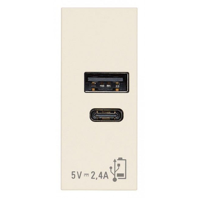 Πρίζα Φόρτισης USB Διπλή TypeA+C 1 Στοιχείου Μπεζ Linea 30292.ACC VIMAR