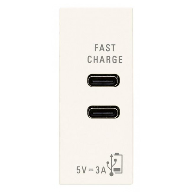 Πρίζα Φόρτισης USB Διπλή TypeC+C 1 Στοιχείου Λευκό Linea 30292.CCB VIMAR