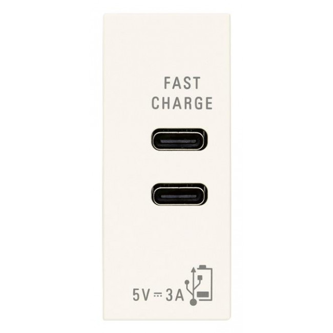 Πρίζα Φόρτισης USB Διπλή TypeC+C 1 Στοιχείου Λευκό Linea 30292.CCB VIMAR