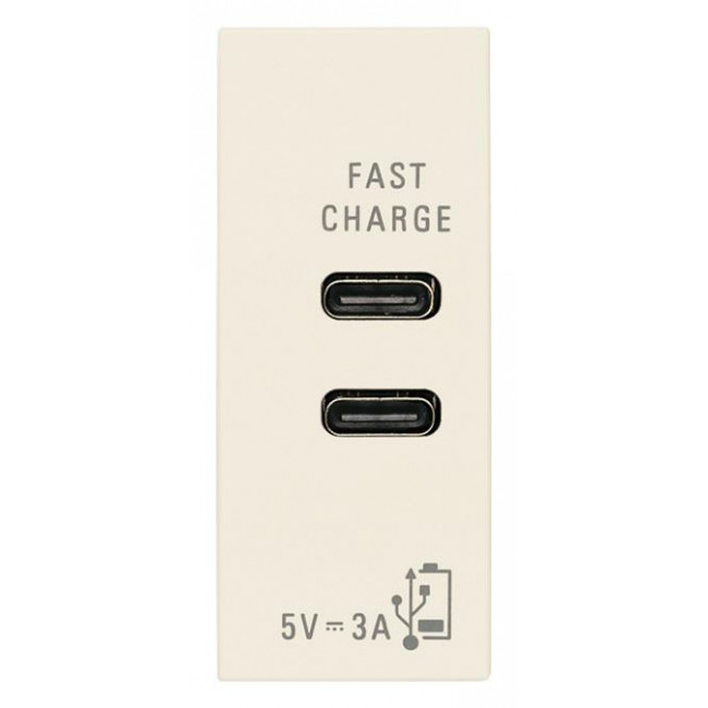 Πρίζα Φόρτισης USB Διπλή TypeC+C 1 Στοιχείου Μπεζ Linea 30292.CCC VIMAR