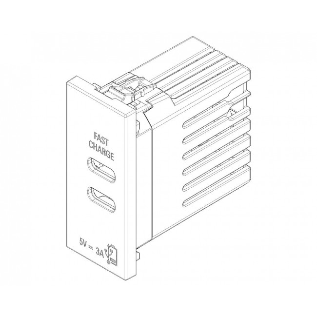 Πρίζα Φόρτισης USB Διπλή TypeC+C 1 Στοιχείου Μαύρο Linea 30292.CCG VIMAR