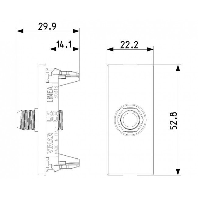 Πρίζα TV/RD/SAT Type F 1 Στοιχείου Λευκό Linea 30318.B VIMAR