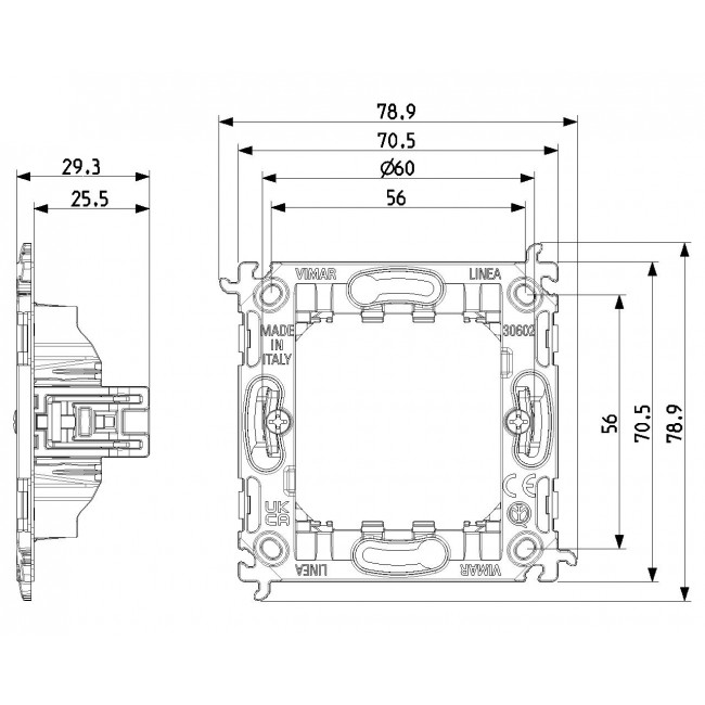 Βάση 2 Στοιχείων Με Άγγιστρα Linea 30602 VIMAR