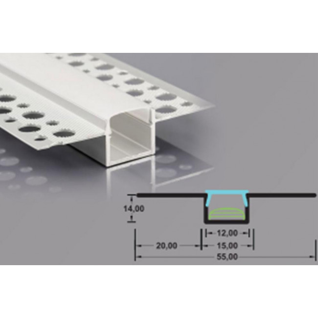 Προφίλ Για Ταινίες LED Αλουμινίο Με Οπάλ Κάλυμμα Χωνευτό Trimless WP31 LUCAS