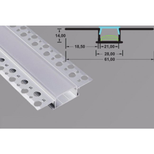 Προφίλ Για Ταινίες LED Αλουμινίο Με Οπάλ Κάλυμμα Χωνευτό Trimless WP32 LUCAS