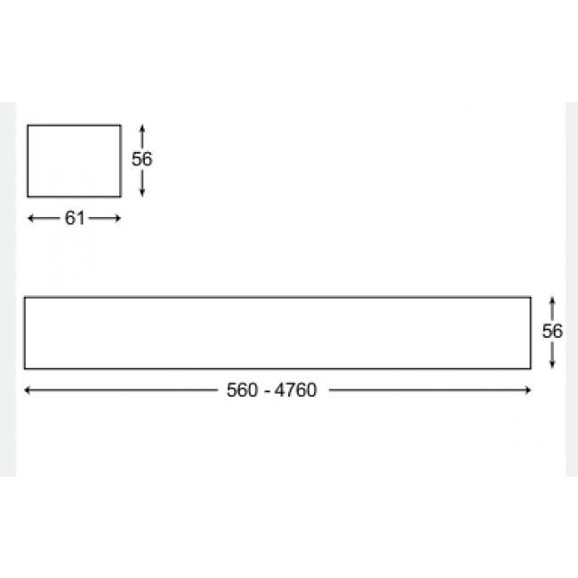 Φωτιστικό FOS 17000 LED 53W 3000K 2800mm Μαύρο KALFEX