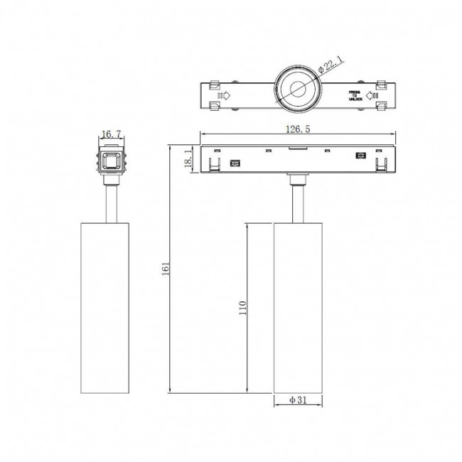 Φωτιστικό Σπότ Ράγας LED 7W 3000k Μαγνητικό Μαύρο Flexa6 43-000790 G.K.