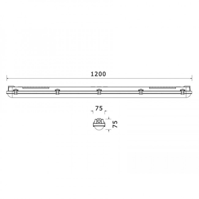 Φωτιστικό Οροφής LED 36W 6500k 120cm IP65 Γκρι 18670 INTERLIGHT