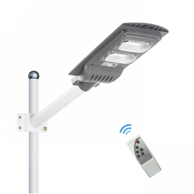 Φωτιστικό Οδικού Φωτισμού LED 90W 6500k Γκρί Με Φωτοβολταϊκό, Ανιχνευτή Κίνησης Και Τηλεχειριστήριο 22245 INTERLIGHT