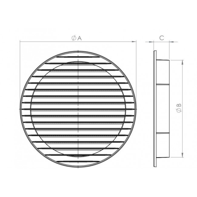 Περσίδα Εξαερισμού Με Πλέγμα 150mm Λευκό AOzS150 airROXY