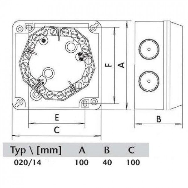 Κουτί Διακλάδωσης Επίτοιχο 100x100x40mm IP54 DABLER