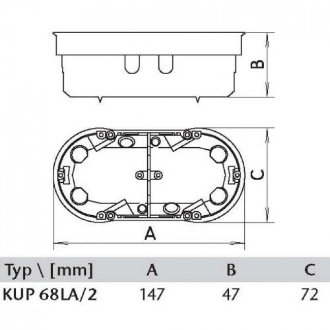 Κουτί Διακοπτών Γυψοσανίδας 2 Θέσεων 68LA/2 DABLER
