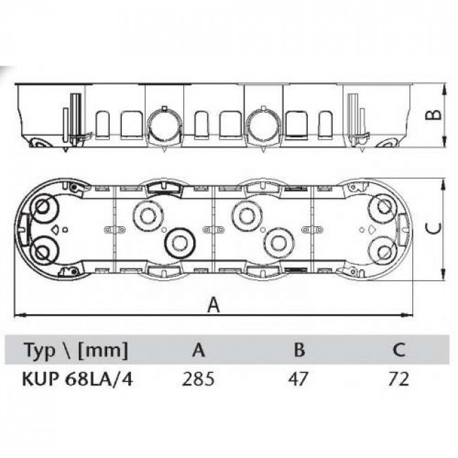 Κουτί Διακοπτών Γυψοσανίδας 4 Θέσεων 68LA/4 DABLER