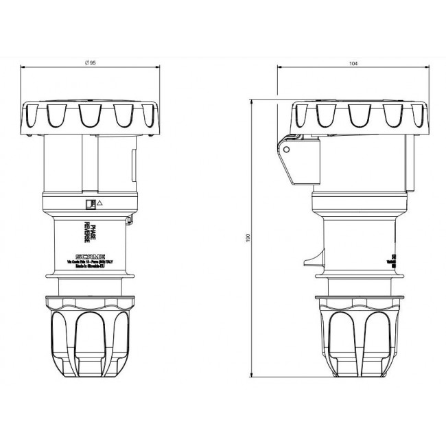 Φις Θυληκό 4P 32A IP67 318.3246 OPTIMA SCAME