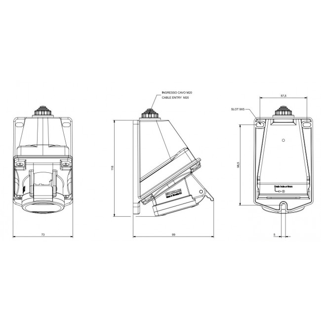 Πρίζα Επιτοίχια Θηλυκό 3P 16A IP44 OPTIMA SCAME