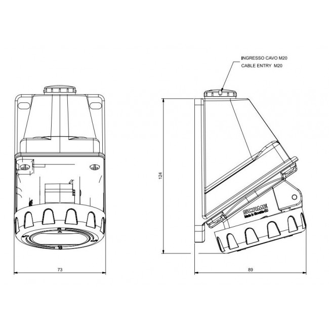 Πρίζα Επιτοίχια Θηλυκό 3P 16A IP67 OPTIMA SCAME