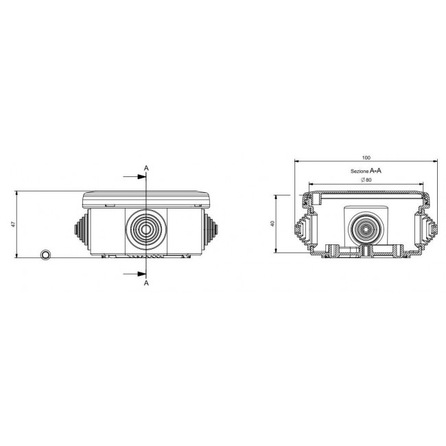Κουτί Διακλάδωσης Επίτοιχο D80x40mm HF IP55 685.002 SCAME