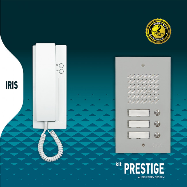 ΚΙΤ Θυροτηλεφώνου 3 Διαμερισμάτων IRIS Με Μπουτονιέρα Prestige Ασημί 004731 CTC